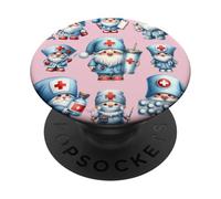 Pink Nurse Accessories For Women Cute Pattern Nursing GNOME PopSockets PopGrip Adhesivo