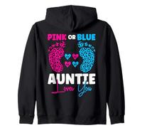 Pink or Blue Auntie Loves You - Anuncio de bebé (Parte Posterior) Sudadera con Capucha