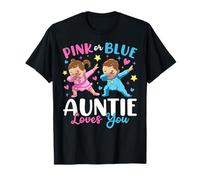 Pink or Blue Auntie Loves You Baby, Fiesta reveladora de género para Mujer Camiseta