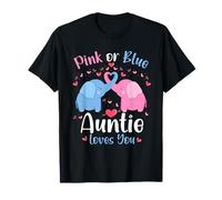 Pink or Blue Auntie Loves You Baby Gender Reveal Elefantes Camiseta