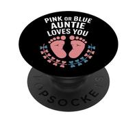Pink Or Blue Auntie Loves You Revelación de género PopSockets PopGrip Adhesivo