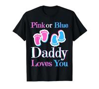 Pink Or Blue Daddy Loves You Baby Girl Or Boy Pronto Camiseta gráfica económica, Hombre, Negro, L