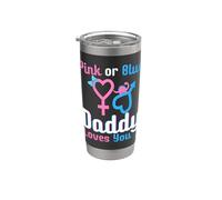 Pink or Blue Daddy Loves You Baby Shower Revelación de género Vaso térmico de acero inoxidable de doble pared