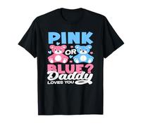 Pink Or Blue Daddy Loves You Bear Revelar Género Bebé Camiseta
