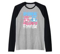 Pink Or Blue Daddy Loves You Bear Revelar Género Bebé Camiseta Manga Raglan