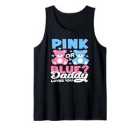 Pink Or Blue Daddy Loves You Bear Revelar Género Bebé Camiseta sin Mangas