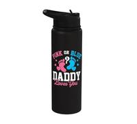 Pink or Blue Daddy Loves You - El género revela que papá será Stainless Steel Insulated Water Bottle