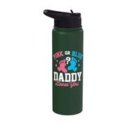 Pink or Blue Daddy Loves You - El género revela que papá será Stainless Steel Insulated Water Bottle