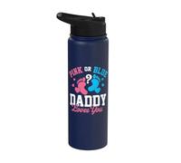 Pink or Blue Daddy Loves You - El género revela que papá será Stainless Steel Insulated Water Bottle