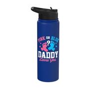 Pink or Blue Daddy Loves You - El género revela que papá será Stainless Steel Insulated Water Bottle