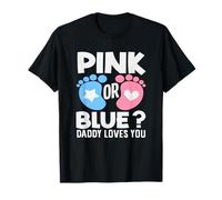 Pink Or Blue Daddy Loves You Gender Reveal Party Dad Camiseta