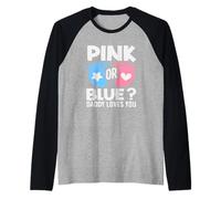 Pink Or Blue Daddy Loves You Gender Reveal Party Dad Camiseta Manga Raglan