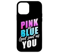 Pink or Blue God Sent Us You - Christian Faith Gender Reveal Carcasa para iPhone 12 Mini