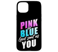 Pink or Blue God Sent Us You - Christian Faith Gender Reveal Carcasa para iPhone 15 Plus