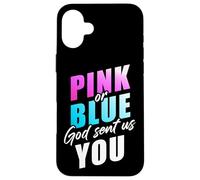 Pink or Blue God Sent Us You - Christian Faith Gender Reveal Carcasa para iPhone 16 Plus