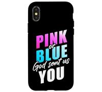 Pink or Blue God Sent Us You - Christian Faith Gender Reveal Carcasa para iPhone X/XS
