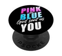Pink or Blue God Sent Us You - Christian Faith Gender Reveal PopSockets PopGrip Adhesivo