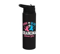 Pink Or Blue Grandma Loves You - Baby Shower con revelación de género Stainless Steel Insulated Water Bottle