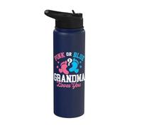 Pink Or Blue Grandma Loves You - Baby Shower con revelación de género Stainless Steel Insulated Water Bottle