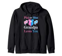 Pink or Blue Grandpa Loves You Dad Baby Shower Revelación de género Sudadera con Capucha