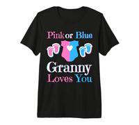 Pink Or Blue Granny Loves You Baby Shower Revelación de género Camiseta Premium