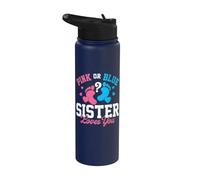 Pink or Blue Sister Loves You - Baby Shower con revelación de género Stainless Steel Insulated Water Bottle