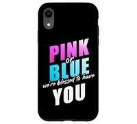 Pink or Blue We're Blessed... Christian Faith Gender Reveal Carcasa para iPhone XR