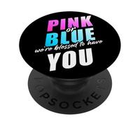 Pink or Blue We're Blessed... Christian Faith Gender Reveal PopSockets PopGrip Adhesivo