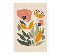 Pink Orange Floral Póster de Olga Telnova 60 x 90 cm Beige Cuadros Decoración para la pared