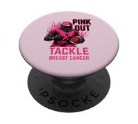 Pink out Tackle Breast Cancer Awareness American Football PopSockets PopGrip Adhesivo