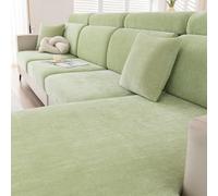 Pink Palm Asiento de sofá, cojín elástico, universal, antideslizante, protector para cojín en forma de L, protección para diván en forma de L, color verde matcha, extra grande