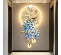 Pink Palm Esculturas de pared modernas con LED, paisaje 3D, decoración de pared con luz para sala de estar, dormitorio, pasillo, entrada, interior del hogar (A,60 x 130 cm)