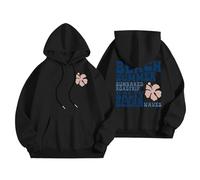 Pink Palm Puff Hoodie Dame Backprint Hoodie Casual Briefe Print Sweatshirt Cute Hoodie Übergangss Hoody Pulli Pullover Teenager Mädchen Tops Langarmshirt, 29 negro, M