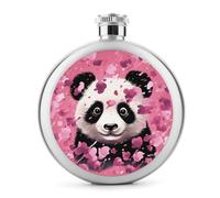 Pink Panda - Termo de whisky de algodón, pequeño frasco portátil de viaje, botella de acero inoxidable a prueba de fugas para bodas, padrinos de boda, regalo de dama de honor, 5 onzas