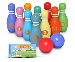 Pink Papaya Bolos Infantiles, Juego de Bolos para Niños de 12 Piezas, Juegos de Exterior Niños, Juguetes para Niñas