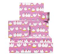 Pink Papel Regalo - 6 Sheets Of Divertido Farmyard Papel Regalo - Chickens And Eggs - Cumpleaños Party For Niños Chicos Chicas Amigos - Comes With Tags By Central 23