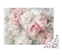 Pink Peony Flowers 100% Recycled Cardboard Soft Peony Blooms 1000Pc Adult Jigsaws For Adults & Kids Brainteasing 38x26cm/1000pcs