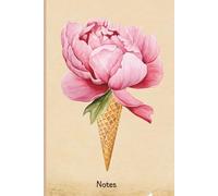 Pink Peony Ice Cream Blank Notebook with Numbered Pages: Beautiful Watercolor Flower Cone Cover | 120 Pages for Writing, Journaling, Notes, Sketching