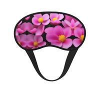 Pink Petals - Máscara de dormir cómoda de satén con borde negro para bloquear la luz y dormir reparador