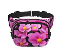 Pink Petals - Riñonera cuadrada de doble capa con correa ajustable para actividades al aire libre, color negro, talla única, Black, Talla única