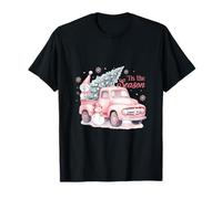 Pink Pickup It's The Season Snowman Christmas Tree Truck Camiseta