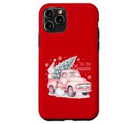 Pink Pickup It's The Season Snowman Christmas Tree Truck Carcasa para iPhone 11 Pro