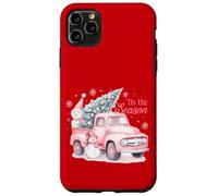 Pink Pickup It's The Season Snowman Christmas Tree Truck Carcasa para iPhone 11 Pro MAX