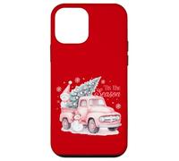 Pink Pickup It's The Season Snowman Christmas Tree Truck Carcasa para iPhone 12 Mini