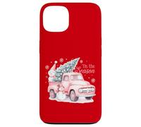 Pink Pickup It's The Season Snowman Christmas Tree Truck Carcasa para iPhone 13