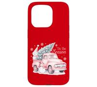 Pink Pickup It's The Season Snowman Christmas Tree Truck Carcasa para iPhone 15 Pro