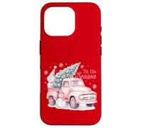 Pink Pickup It's The Season Snowman Christmas Tree Truck Carcasa para iPhone 16 Pro