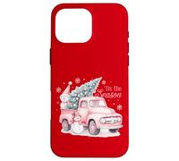 Pink Pickup It's The Season Snowman Christmas Tree Truck Carcasa para iPhone 16 Pro MAX