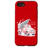 Pink Pickup It's The Season Snowman Christmas Tree Truck Carcasa para iPhone SE (2020) / 7/8
