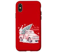 Pink Pickup It's The Season Snowman Christmas Tree Truck Carcasa para iPhone X/XS